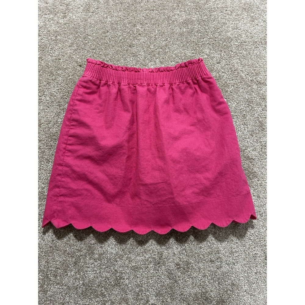 J.Crew Women's Size 0 Scalloped Edge‎ Linen Blend Skirt Pink